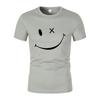 Быстросохнущая дышащая однотонная мужская новая модная простая футболка с забавным принтом смайликов с короткими рукавами, повседневные уличные топы для мужчин