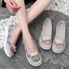 Hollowed Out Cloth Shoes Women Soft Bottom Anti Slip Flat Bottomed Mother Shoes Ventilation Work Shoes Retro Ethnic Style Simple Casual