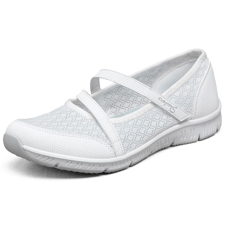 Skechers Be-Cool Ткань Мода Удобные Повседневные Туфли Женские Повседневные Туфли Белый 100354-WHT