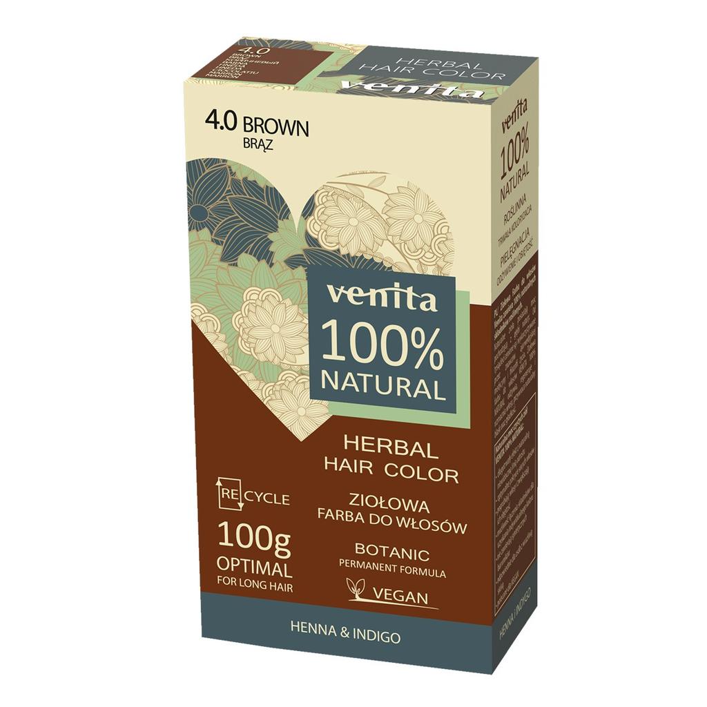 VENITA HERBAL HAIR PAINT 4.0 BROWN 100g&