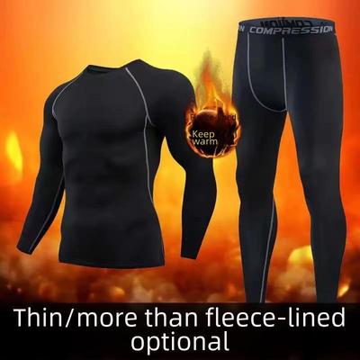 Мужские леггинсы с флисовой подкладкой и топ с длинным рукавом — высокоэластичные, быстросохнущие для тренировок по баскетболу и футболу.