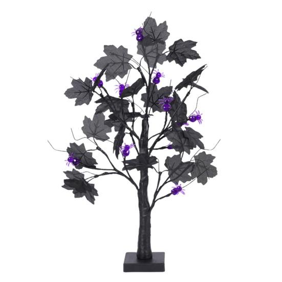 24 Inches Halloween Tree with Light LED Glowing Tree with Ghost/Pimpkin/Eyeball Light for Indoor Home Table Decor