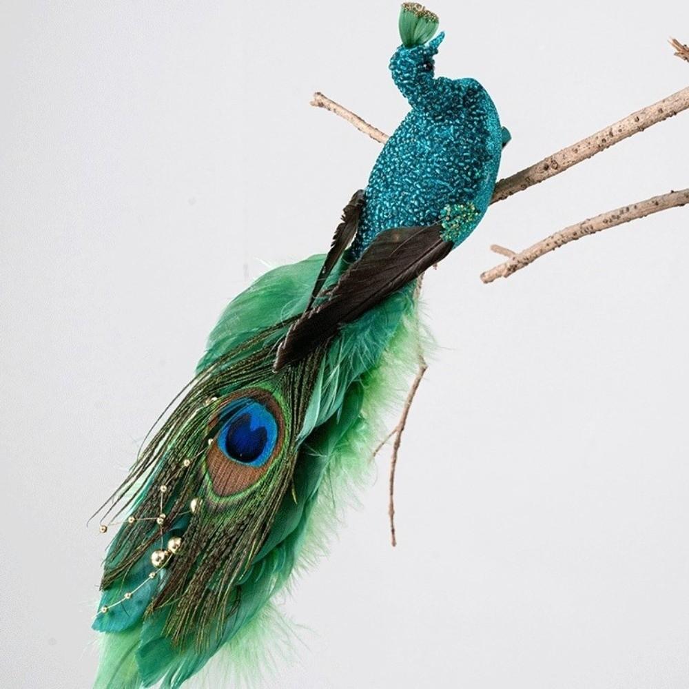 Блестящие Рождественские Павлины Ручной Работы Имитация Птицы Искусственное Перо Павлина Реалистичное Украшение для Рождественской Елки