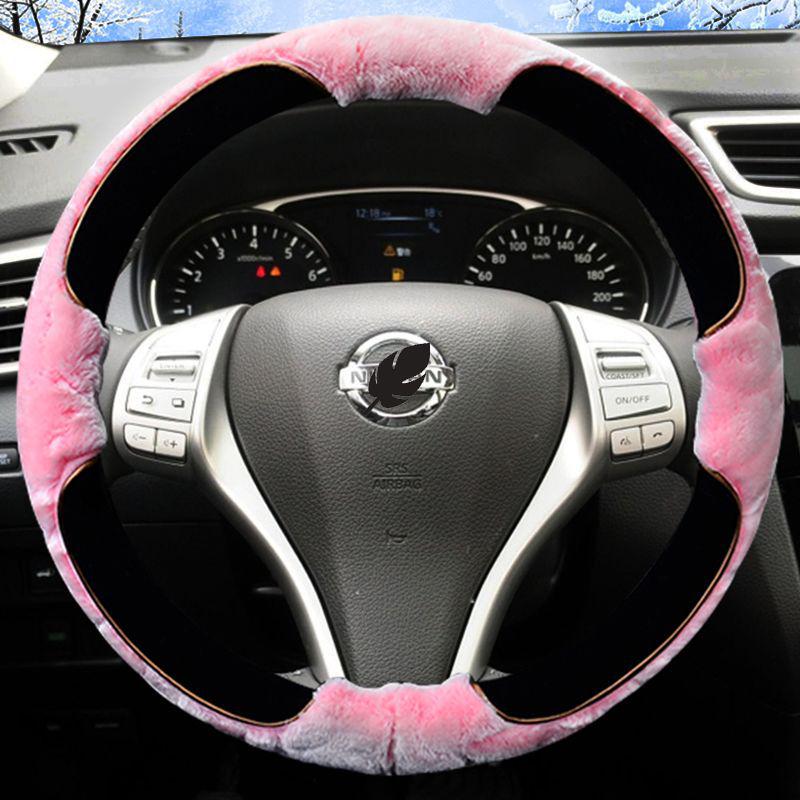 Зимний плюшевый чехол на руль для Nissan: Sylphy, X-Trail, Qashqai, Kicks, Teana, Bluebird, Tiida
