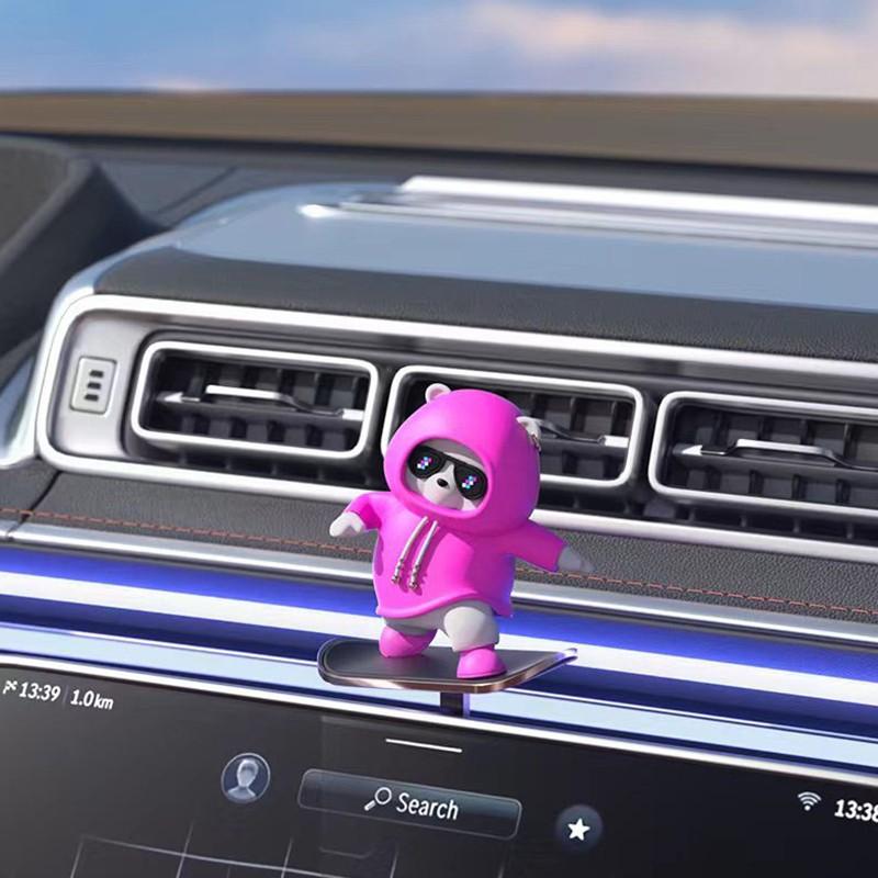 Приборная панель автомобиля украшения скейтборд медведь раздвижной медведь движущийся медведь креативный автомобиль мультяшное украшение интерьера