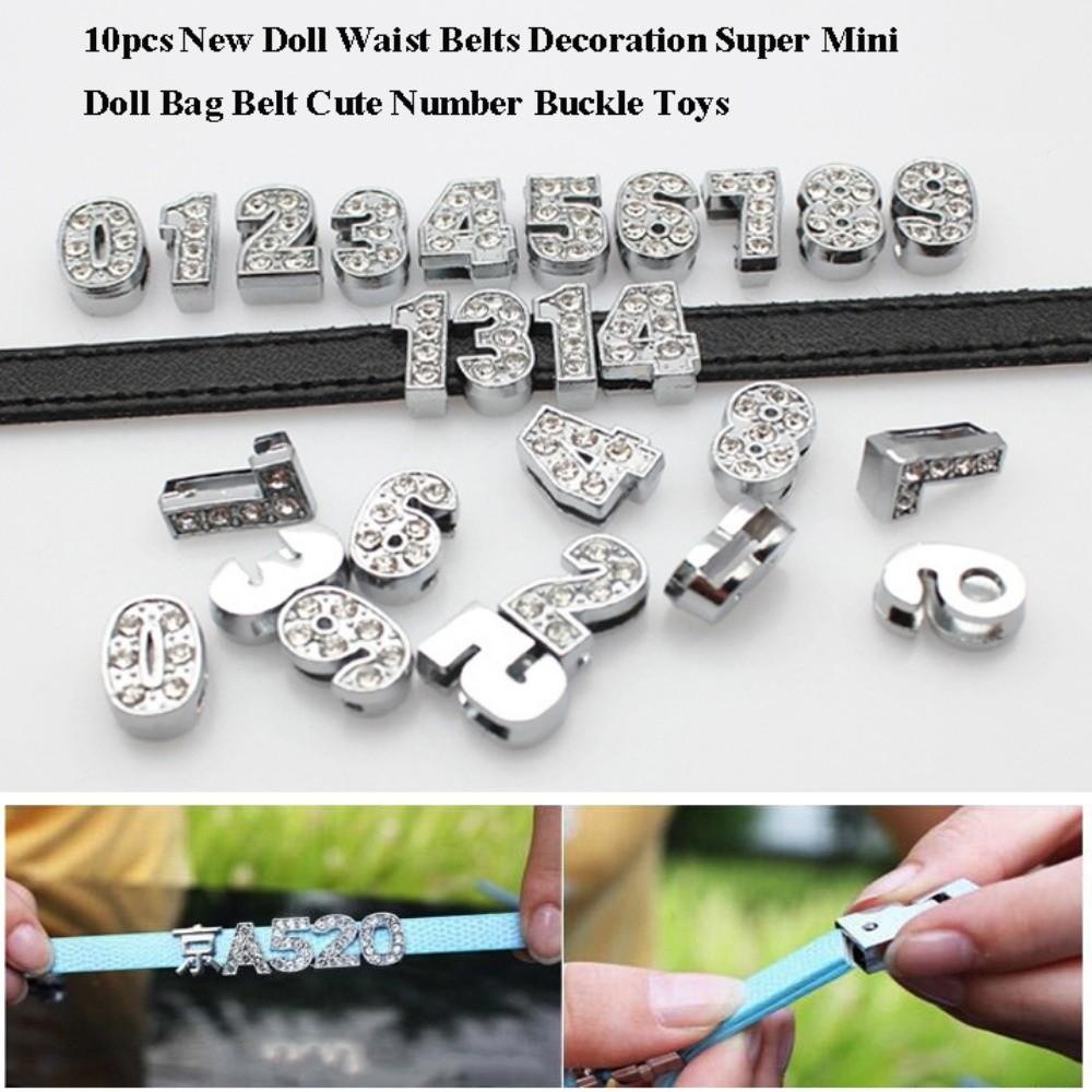 10pcs Number Bag Belt Decoration Silver Color Belt Buckle Decoration 20cm Cotton Dolls