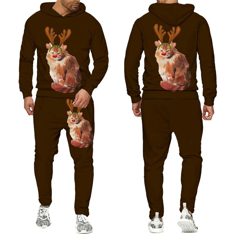 Толстовка с 3D принтом оленя и рождественским принтом/комплект, модный спортивный костюм для пар, спортивная одежда, забавная новогодняя праздничная одежда