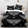 Комплект постельного белья Death Moth Queen Size Gothic Skull Boho, черно-белый декоративный мягкий комплект постельного белья с изображением скелета