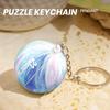 3D Puzzle Oil Painting Keychain Earth Football Basketball Ball Ball Spherical Puzzle Key Ring Backpack Handbag Decoration