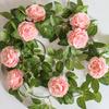 Настенное подвесное розовое шелковое пионовое искусственное DIY Украшение для дома и сада Искусственная цветочная гирлянда Зеленые растения Большие цветы Лианы