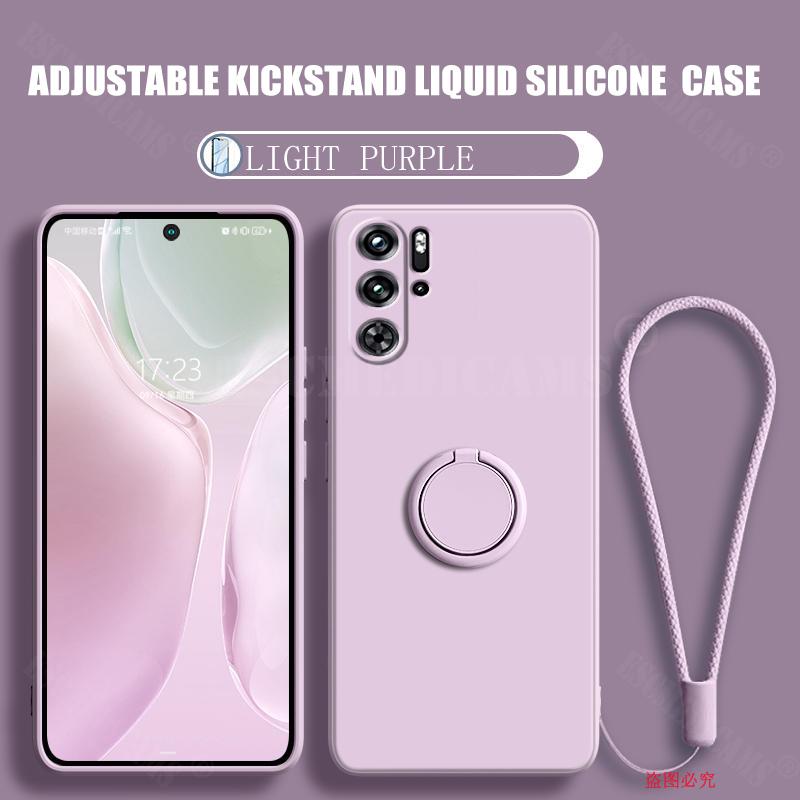 Чехол для ZTE Nubia Red Magic 9 Pro Finger Ring Stand Holder Liquid Slicone Cover RedMagic 9 Proplus Solid Camera Lens Soft Funda