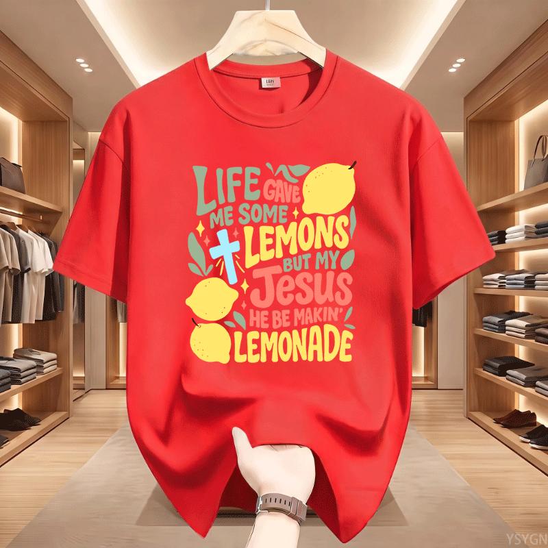 Lemonade Jesus Tshirt Unisex Christian Apparel Lemons T Shirt Faith Based Tshirt Casual Cotton Short Sleeve Round Neck Tees Tops