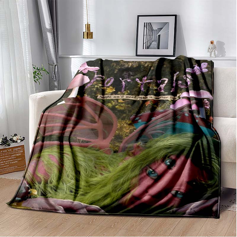 Pink & Black Gothic Collage Print Flannel Blanket, Edgy Witchy Throw Blanket