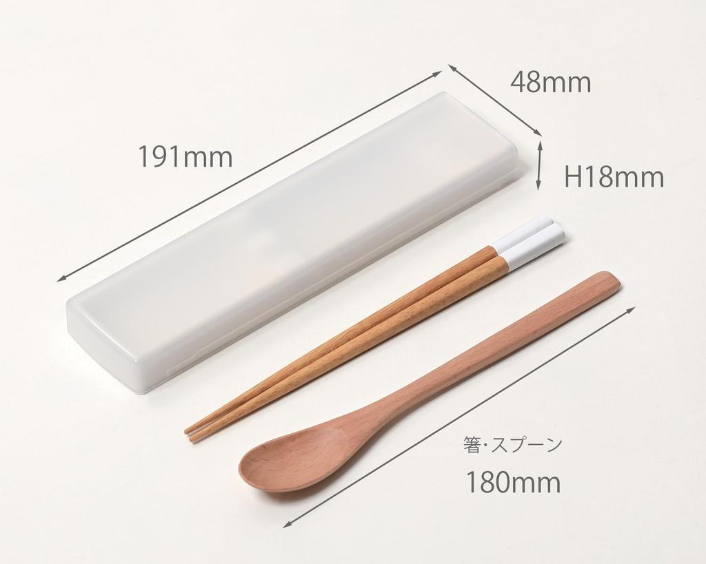 Ansio Silent Antibacterial Chopsticks and Spoon with Lid and Chopstick Natural Dishwasher Made In Set, 18cm, Pull-Out Case, Wood, Black, Safe, Japan,