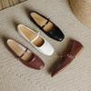 Size 34-43 Shallow Mouth Mary Jane Leather Retro Buckle Low Heel Shallow Mouth Flat Bottom Low Heel One Word With Single Shoes