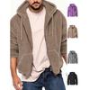 Autumn Winter Men's Fleece Hooded Jacket European Style 2025 Winter Zipper Pockets Classic Basic Tops Outerwear Khaki Comfy Jackets New