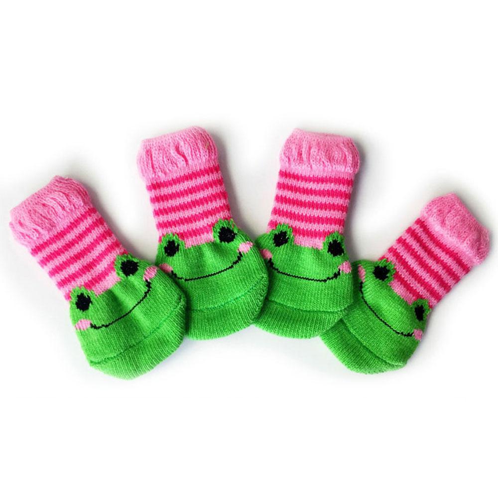 Милые вязаные носки для щенков, хлопковые нескользящие носки для маленьких собак, обувь для кошек на осень-зиму для дома, защита для лап, 4 шт.