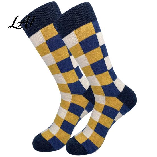 Everyday Cotton Crew Socks Men Argyle Socks Plus Size Colorful Striped Thick Dress Thickened Autumn Winter for Cold Weather Comfortable Non Binding