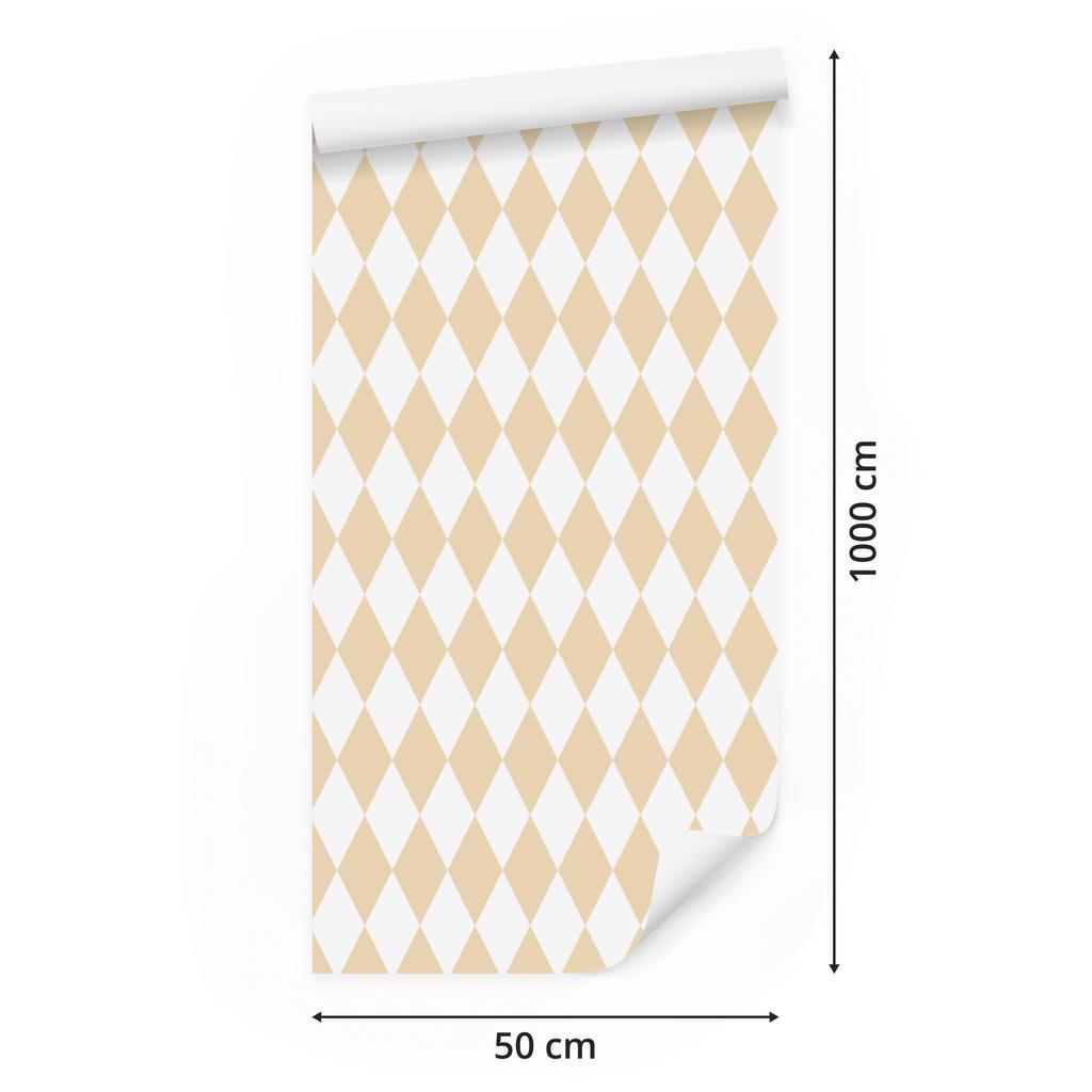 Harlequin Diamonds wallpaper, white and cream, white background, 50x1000