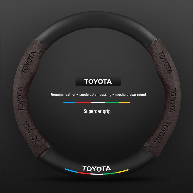 Нескользящая кожаная накладка на руль Toyota Prado из углеродного волокна