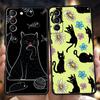 Black Cat Cartoon Cute Phone Case For Samsung Galaxy S24 S23 Ultra S22 S21 S20 FE 5G S10 S10E S9 Plus S8 Silicone Black Cover