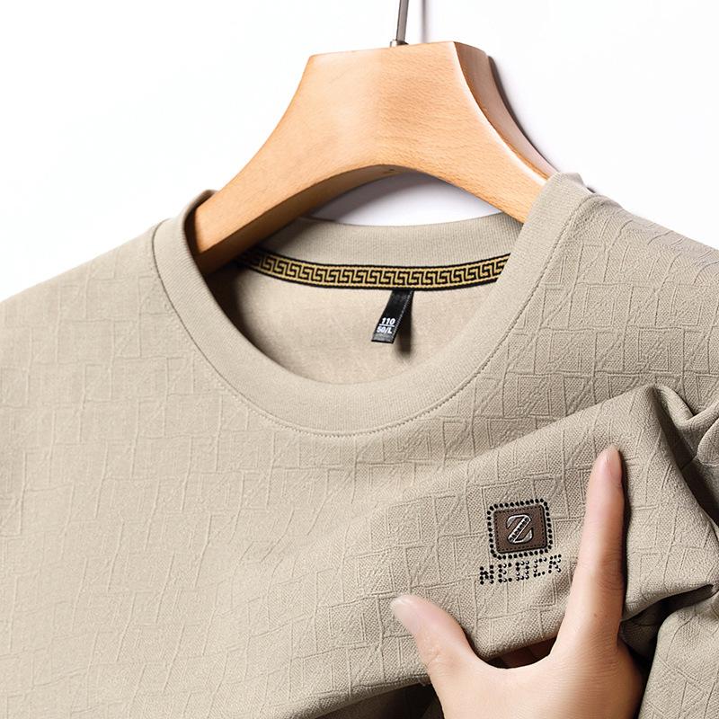 Мужская базовая футболка с длинным рукавом на осень, свободная повседневная модная футболка с круглым вырезом для мужчин среднего возраста