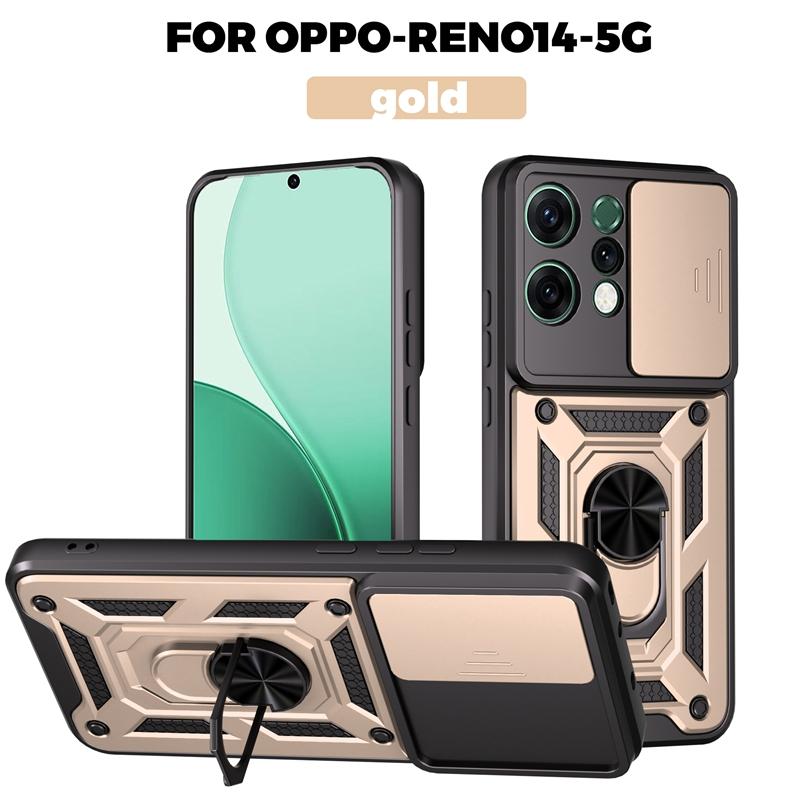 Чехол-подставка с магнитным кольцом-держателем для OPPO Reno 14 Pro 14F 5G, чехол с защитой объектива-слайдером для Reno14 Reno14F Funda