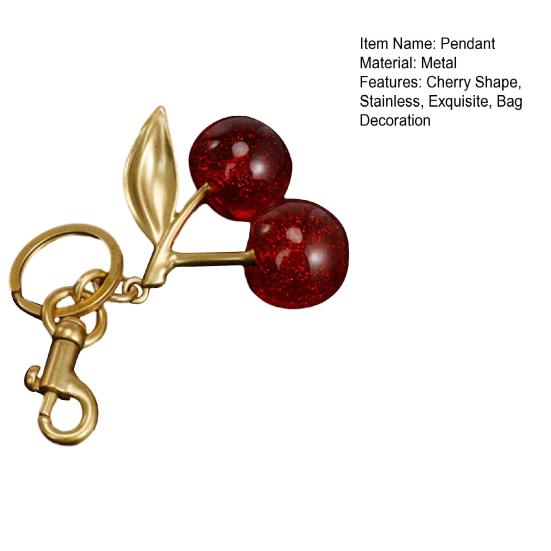 Yousheng Вишневый кулон Сумка на плечо Школьная сумка Украшение Кулон Фруктовый лист Форма Нержавеющий брелок Изысканный брелок для ключей