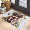 Highland Cow Doormat Teal Rustic Wood Western Cattle Rug Washable Non Slip Cute Animal Floor Mat Welcome Front Door Home Decor