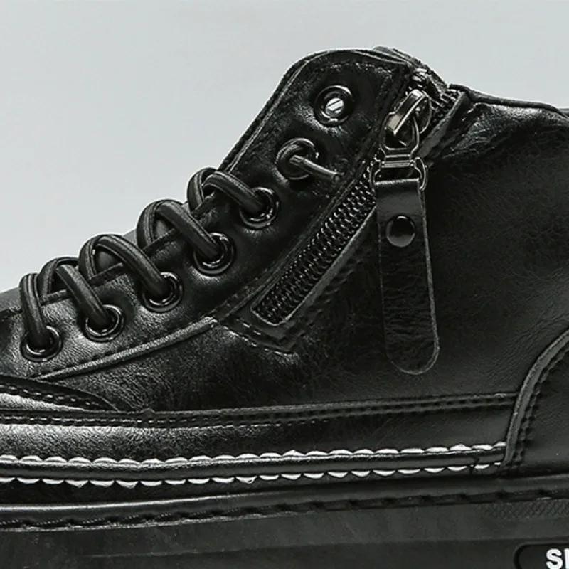 Модные мужские высокие кожаные ботильоны, весенние водонепроницаемые удобные повседневные кроссовки, корейские кроссовки для бега, Botas