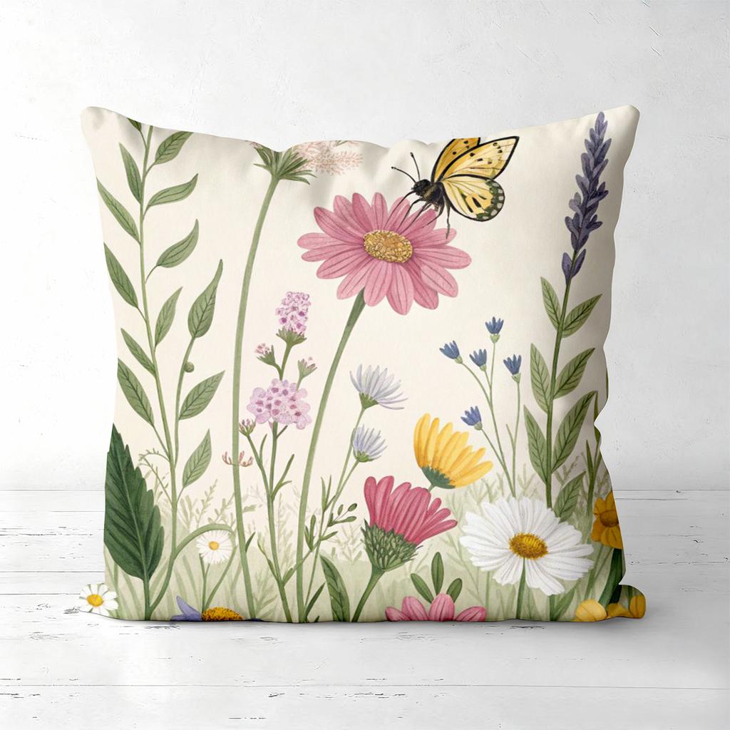 Pieces Vintage Wildflower Butterfly Throw Pillow Covers Pattern Cushion Cover Suitable for Sofa Bedroom Car Pillow Cover