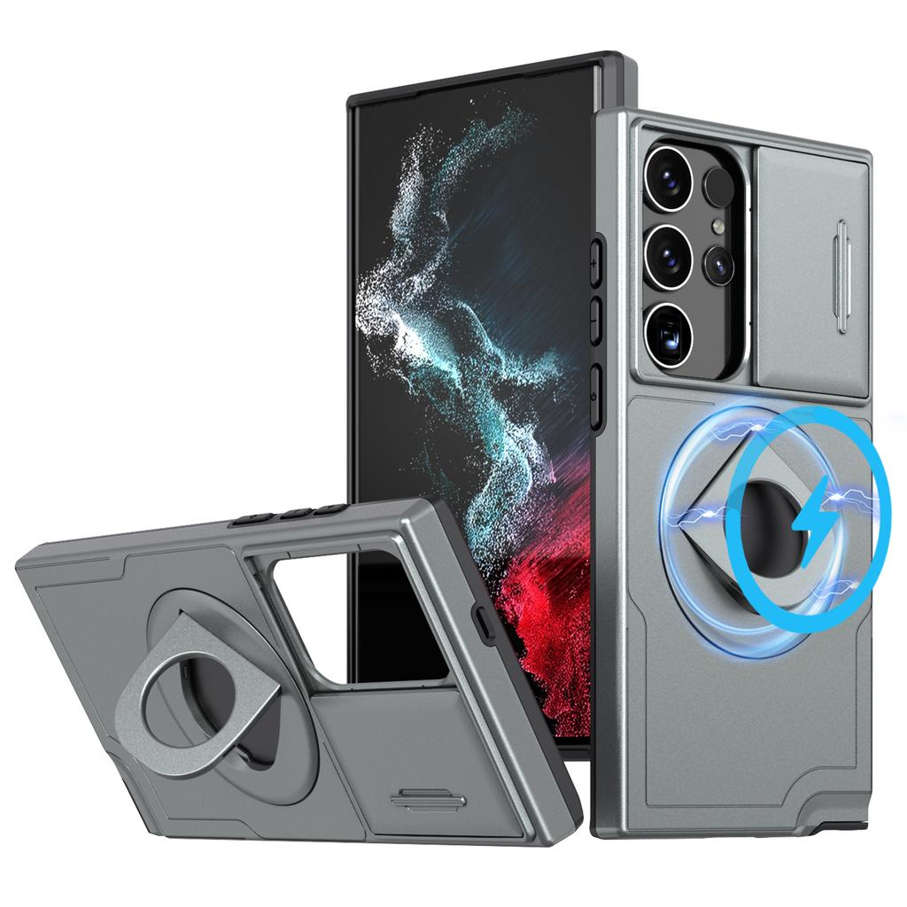 Для Samsung Galaxy S23 Ultra Магнитный чехол для телефона Магнит N52+ПК+ТПУ Ударопрочная крышка-подставка