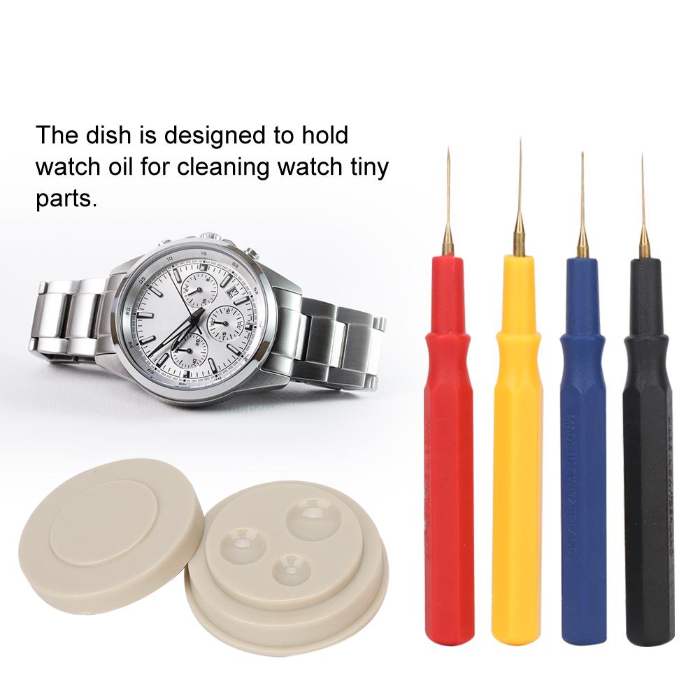 4Pcs Oil Pin Pen Dip  1Pc Oiler Dish Tool Set Watch Repairing Accessory(Oil Dish Pen Set )