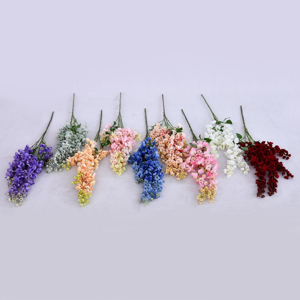 Artificial Wisteria Iron Wire Silk Cloth Simulated Flower Vine for Wedding Home Decoration Length 97cm