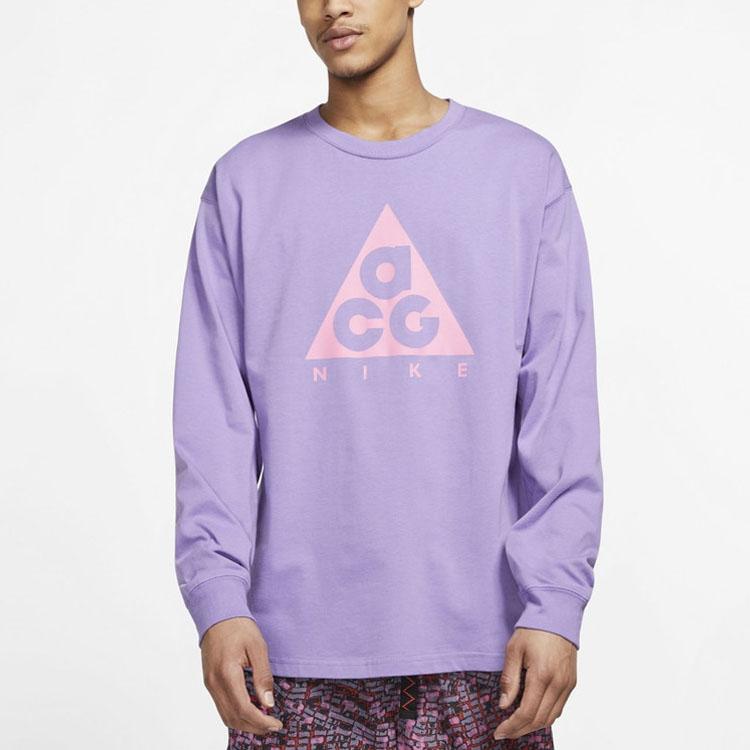 Nike Футболка с длинными рукавами NRG ACG, повседневный спортивный пуловер, мужские топы, космически-фиолетовый BQ3457-567