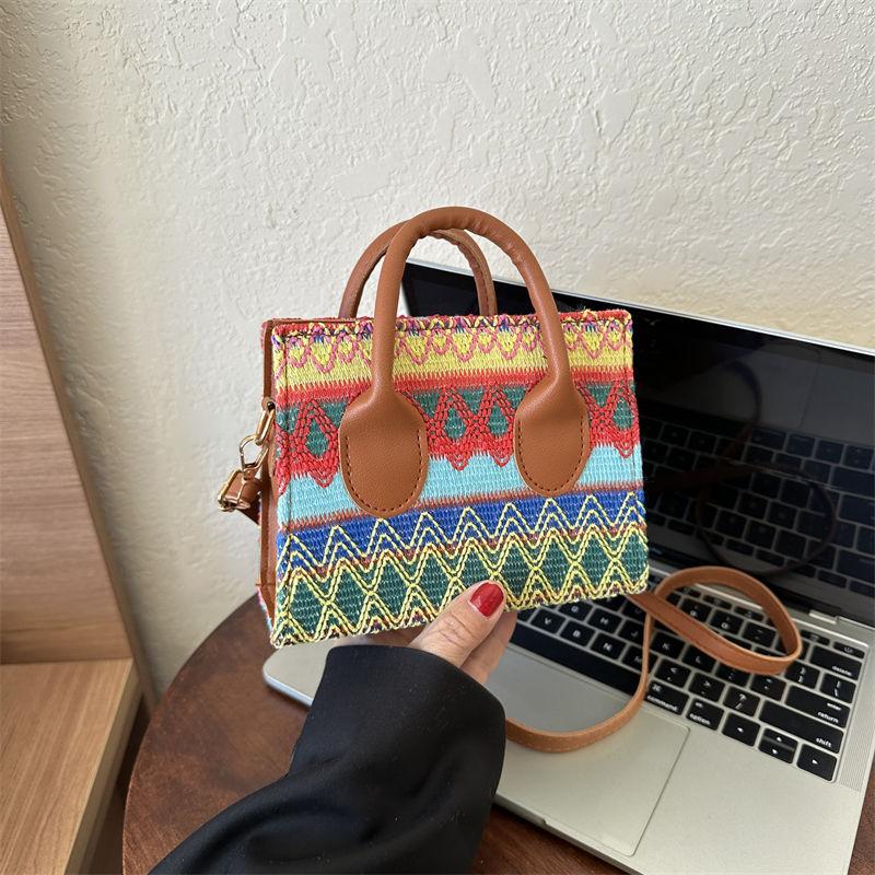 Сумки для женщин Модные и универсальные сумки Этнический и вестерн-стиль Одно плечо Кроссбоди Маленькие квадратные сумки