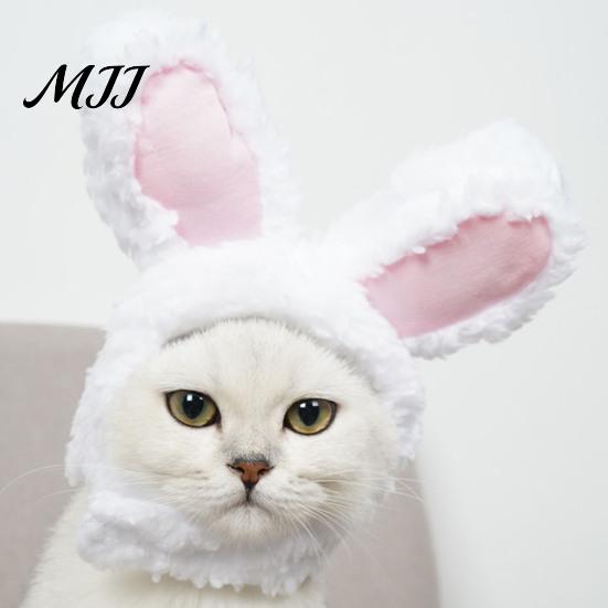 Милая шляпа с ушками кролика для кошек, Шапка для кошки, Мягкая плюшевая для питомца, Забавная реквизит для видеосъемки с кроликом, Костюм для вечеринки маленьких собак, Веселые фотографии