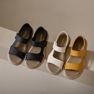 Новые плоские сандалии повседневные на липучке два способа носки пляжная обувь женские ретро удобные студенческие сандалии