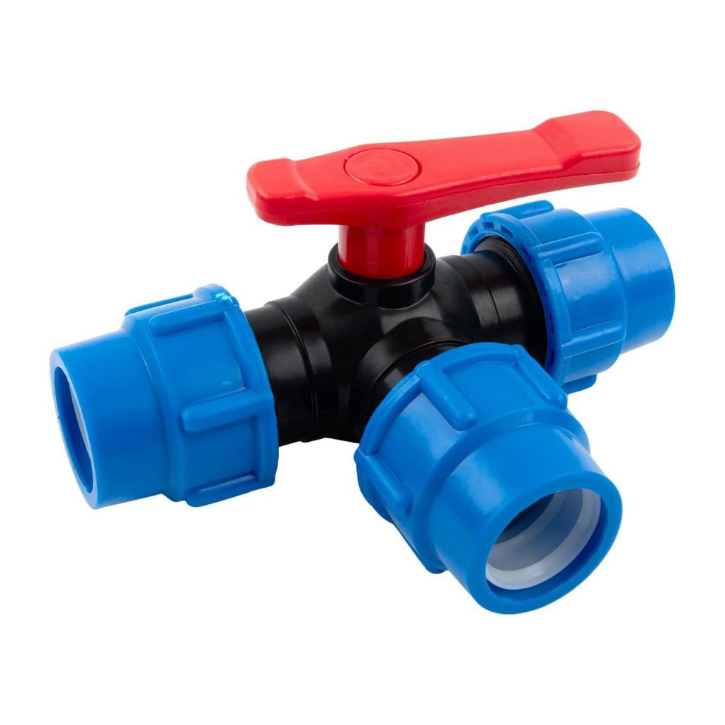 Multipurpose 32mm Plastic Pipe 3 Way Round Valves Convenient for Garden Hose Easy Installation and Water Control