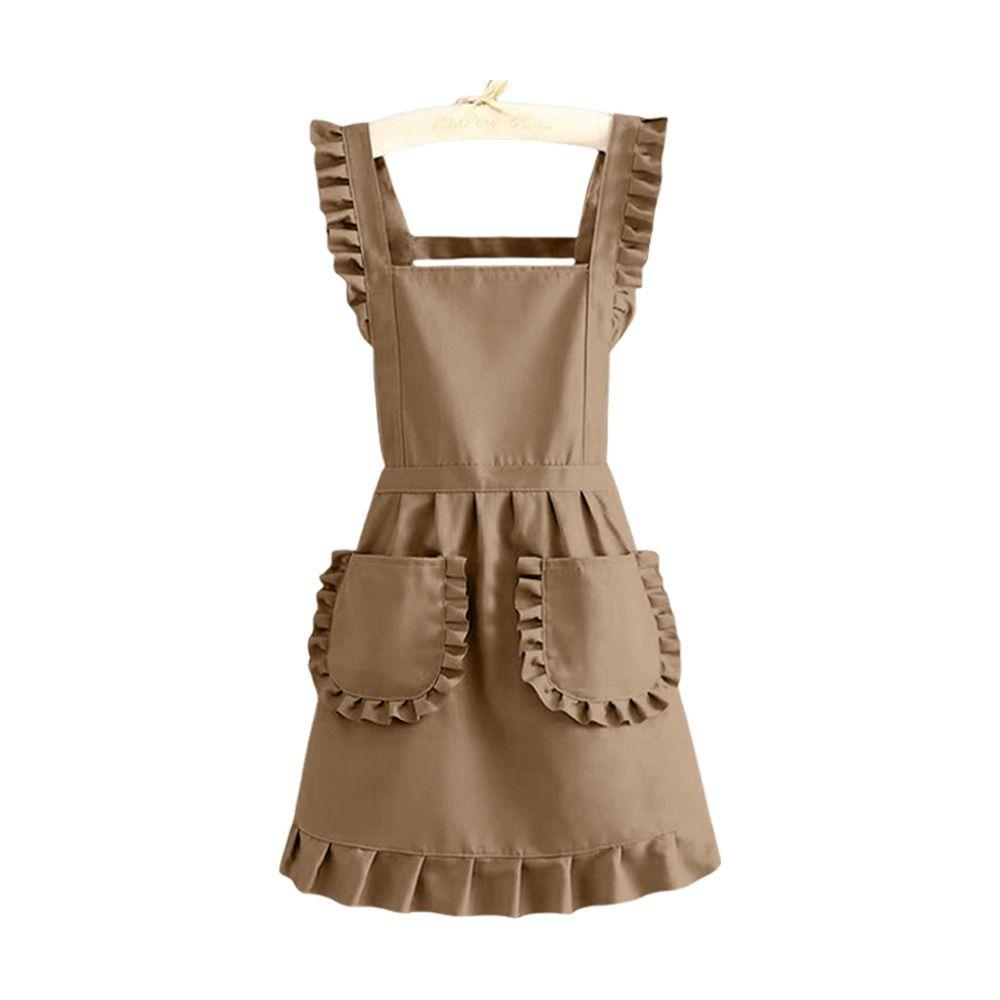 Милые кружевные фартуки в корейском стиле, прочные водонепроницаемые фартуки для готовки, большие карманы, перекрещивающиеся на спине, художественный фартук для женщин и девочек