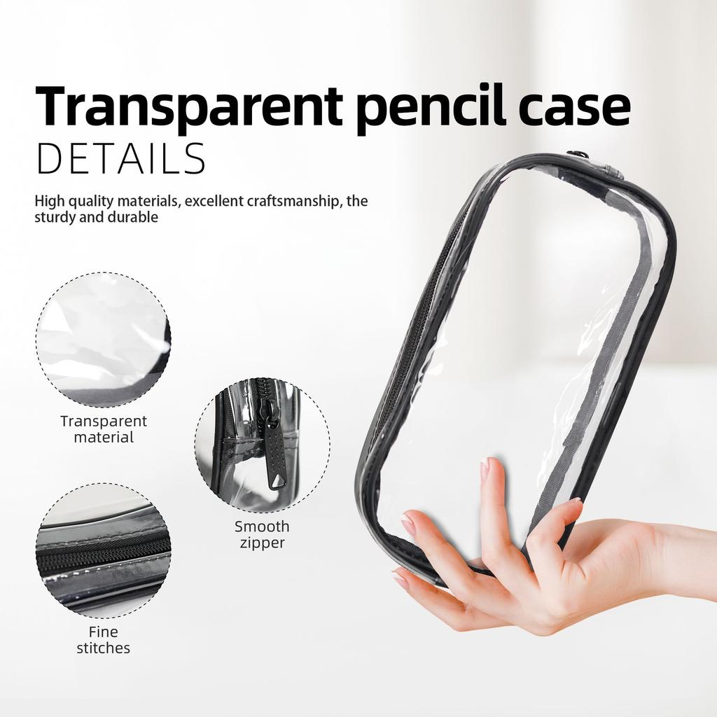 1 MOQ Custom Clear PVC Zipper Pencil Pouch No Minimum Order Transparent Exam-approved Pen Case Simple Stationery Bag