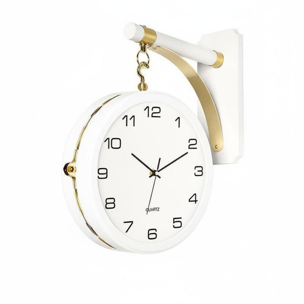 Double Sided Wall Clock Modern Nordic Design Silent Home Decor for Living