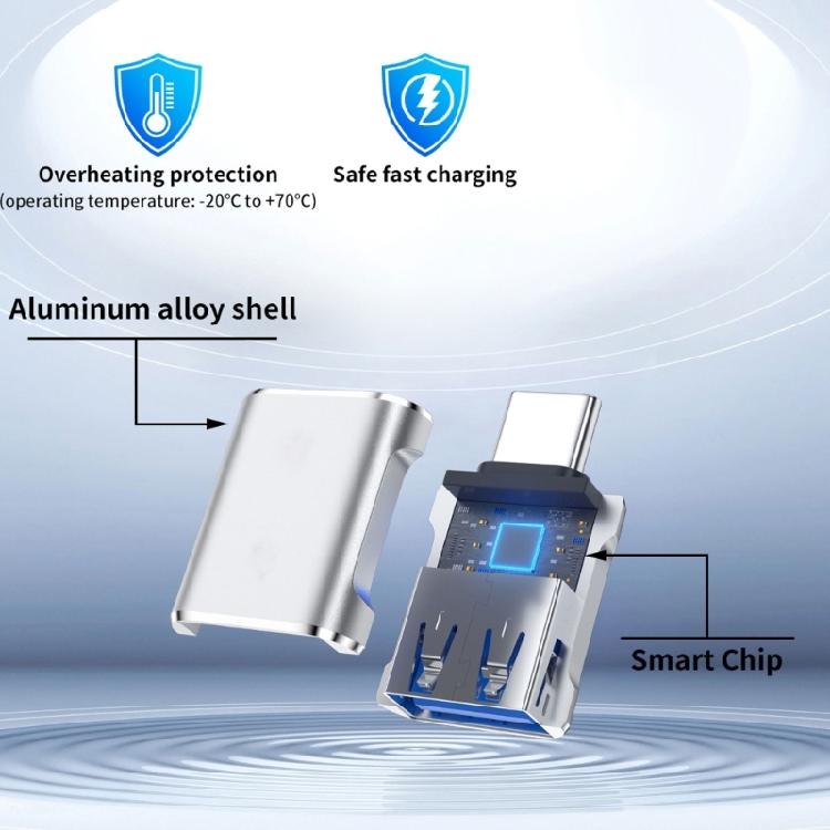 Универсальный OTG-адаптер-конвертер USB (мама) на Type-C (папа) для офиса и путешествий. Подключение USB-клавиатур, мышей, периферийных устройств.