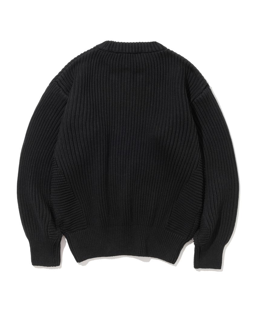 KNITTED Cotton Minimal Round Knit Black