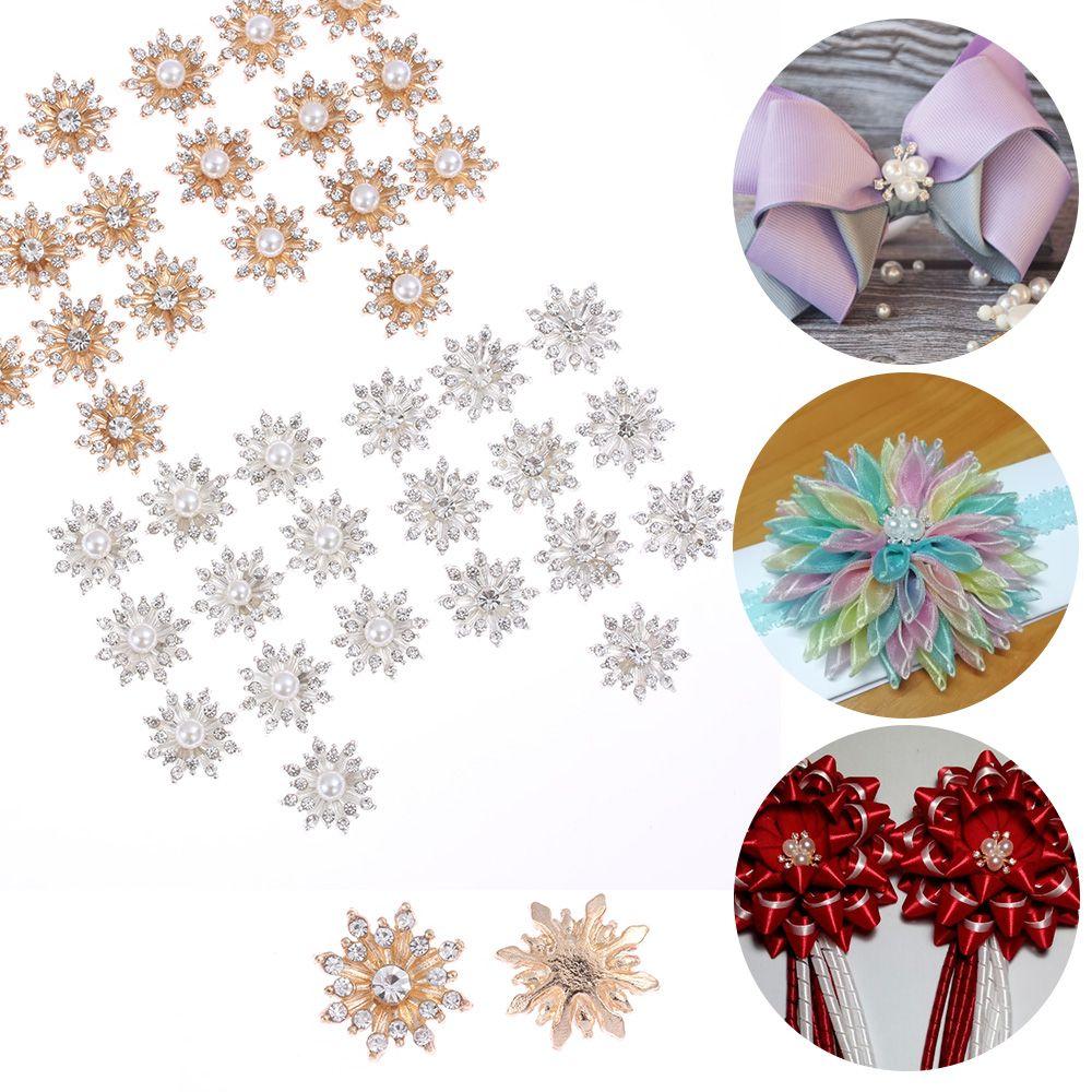 10PCS 16MM DIY Flatback Hairpin Accessories Pearl Buckle Snowflake Buttons Apparel Sewing Rhinestone Button