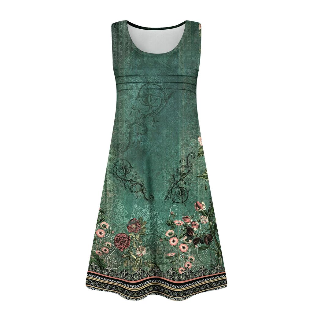 Женские летние платья Свободные сарафаны без рукавов Платье с карманами