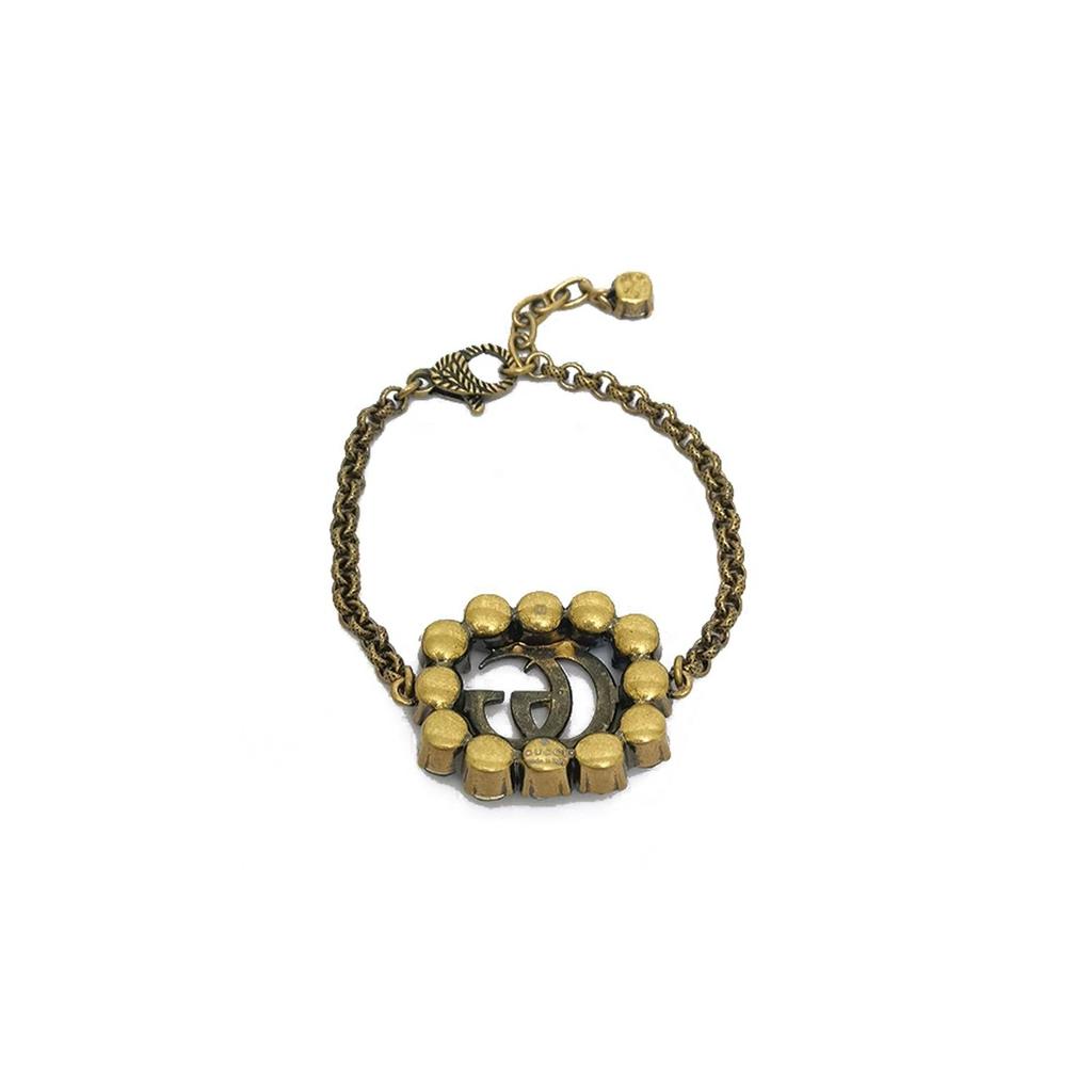 GUCCI Brass Faux Crystal Bracelets Unisex Gold 809072922
