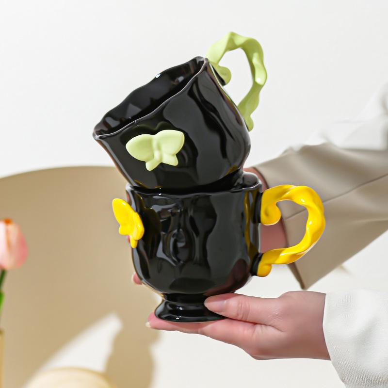 Personalized Design Three-dimensional Butterfly Cup Retro Medieval Girls Coffee Cup Mug Wedding Company Gift Souvenir