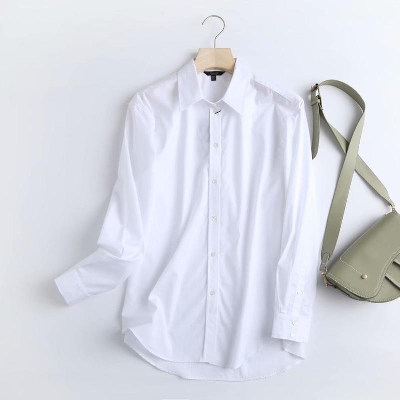 Withered England Style Office Lady Fashion Simple Solid White Blouse Women Shirt Women Tops