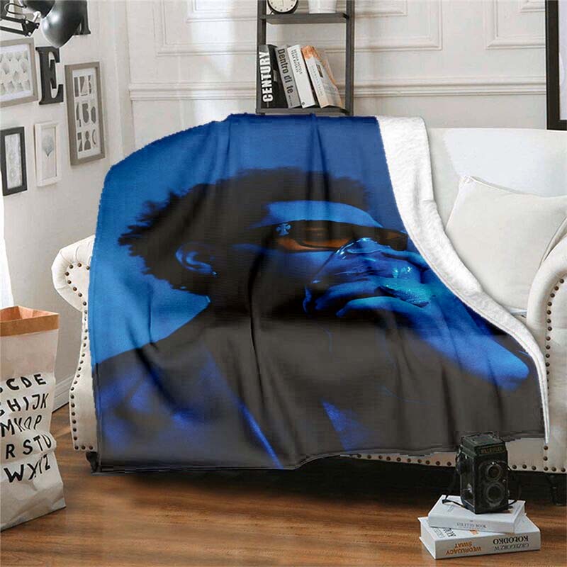 The customizable T-The Weeknd flannel soft blanket is suitable for home, bedroom, bed, sofa, travel, and children's use.